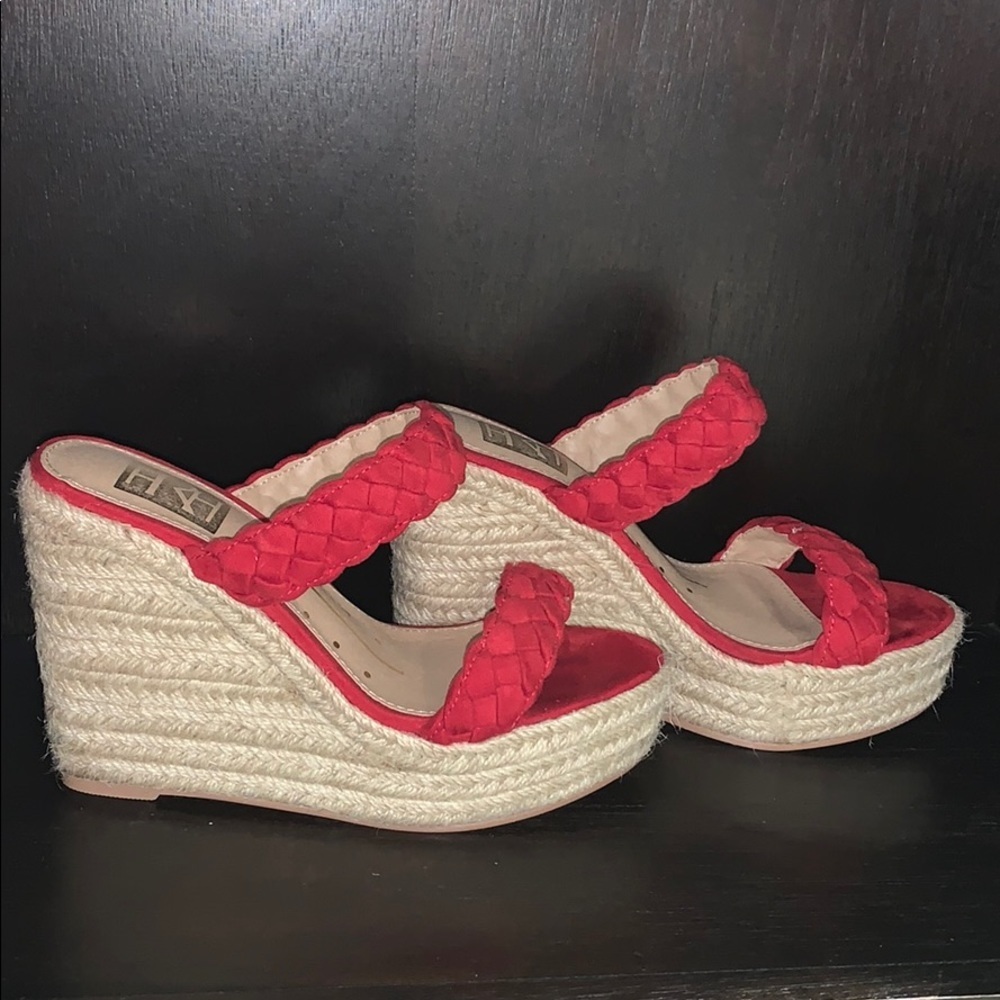 Fahrenheit Slip On Women Wedge Espadrilles in Red - Picture 6 of 11